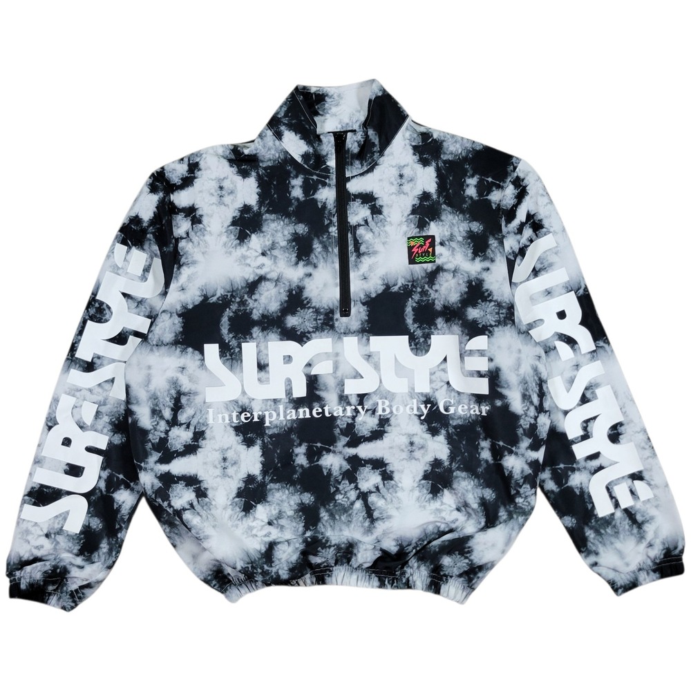 Surf Style Windbreaker Pullover Mens S Black White Tie Dye Interplanetary Retro